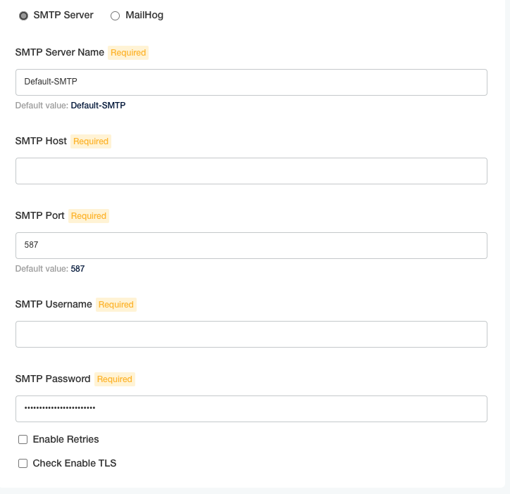 “Overview of SMTP server settings”